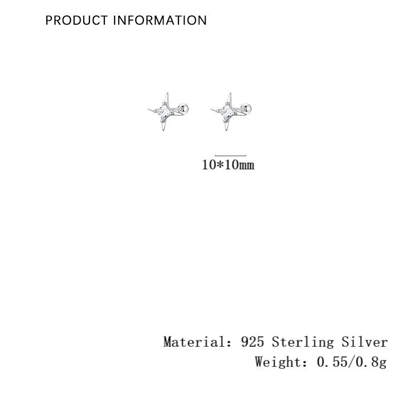 Aretes Estrella Plata De Ley 925 Circón