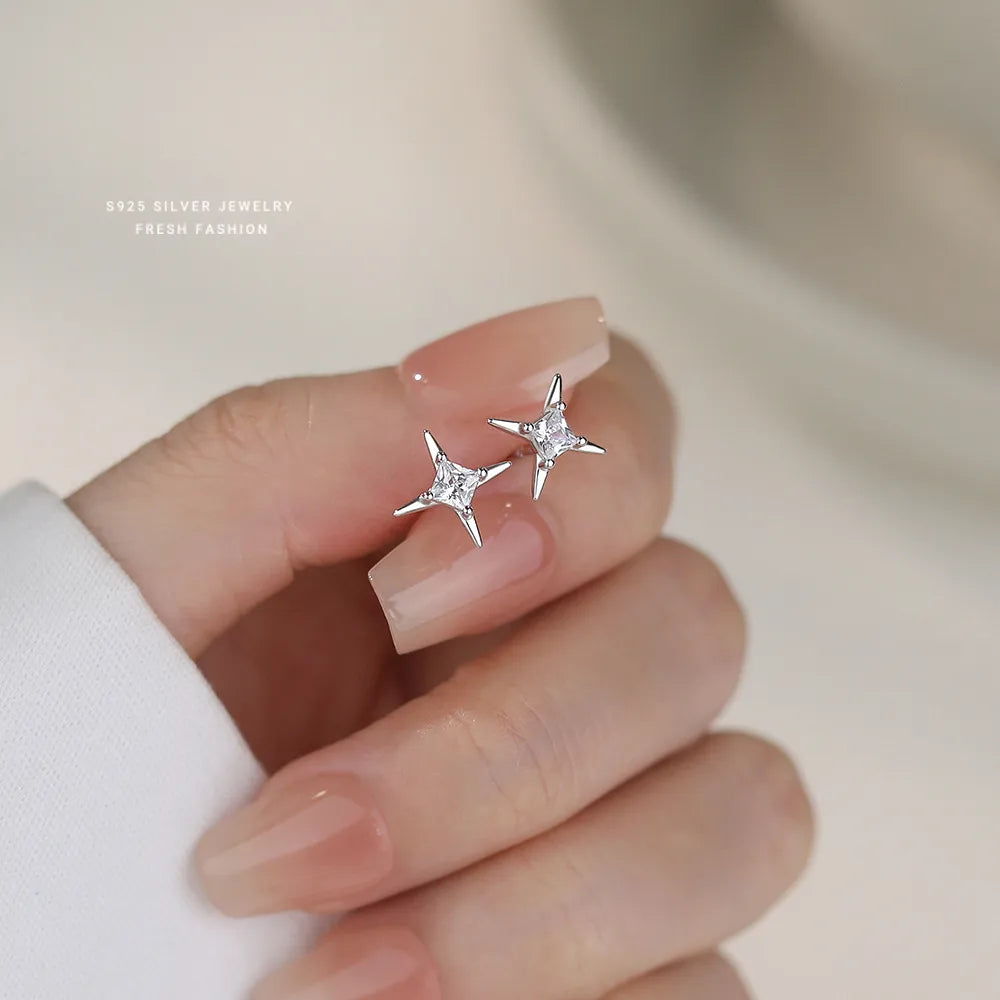 Aretes Estrella Circón Plata S925