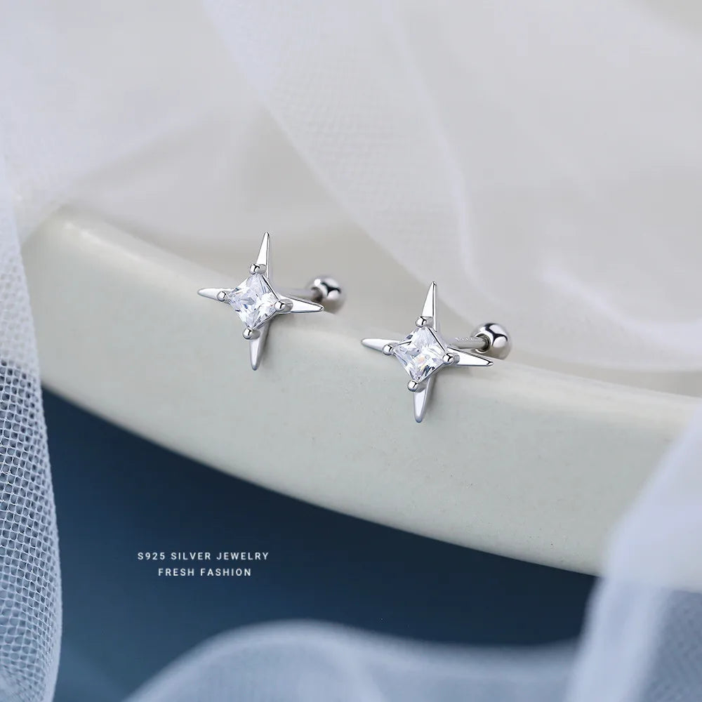 Aretes Estrella Plata De Ley 925 Circón