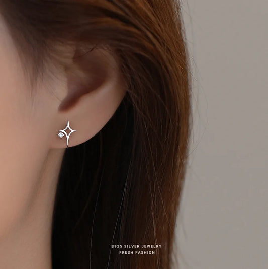 Aretes Estrella Circón Plata S925