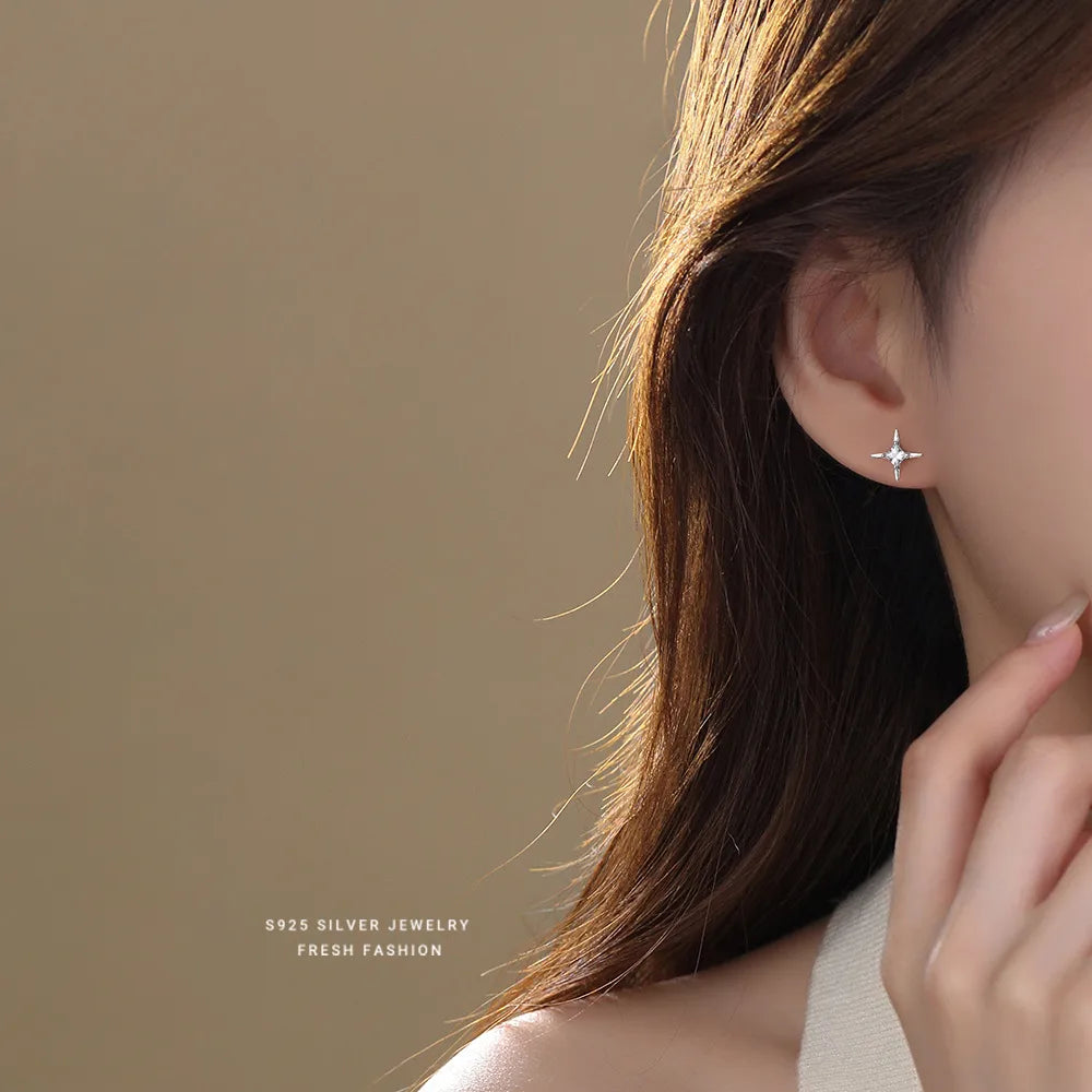 Aretes Estrella Plata De Ley 925 Circón