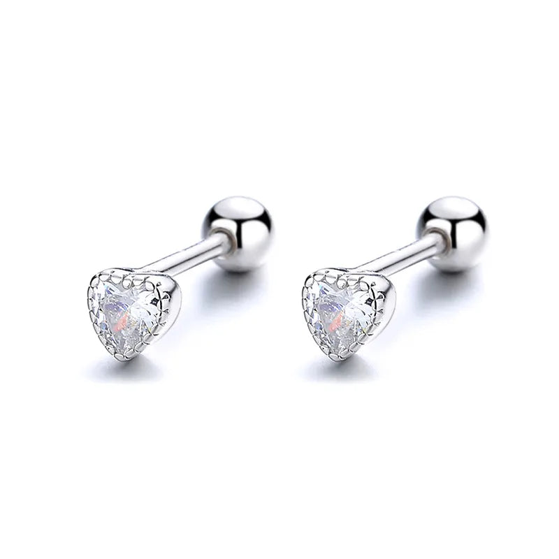 Aretes Corazón Circón Plata De Ley 925
