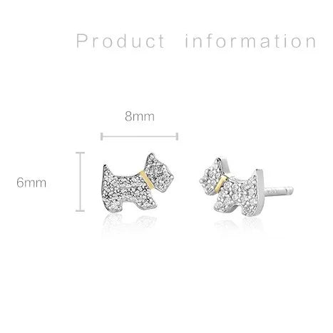 Aretes Perro Circón Plata S925