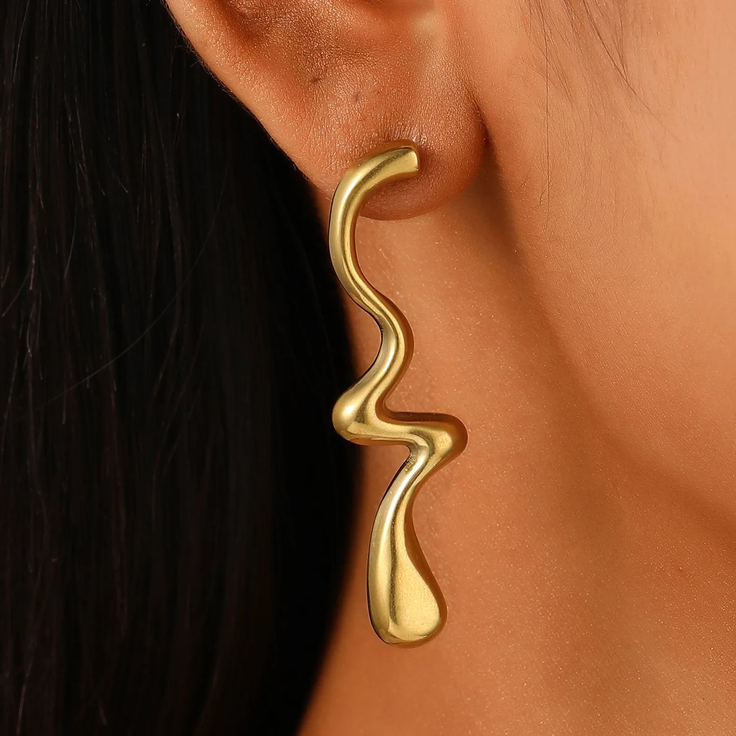 Aretes Largos Irregulares Acero Inoxidable