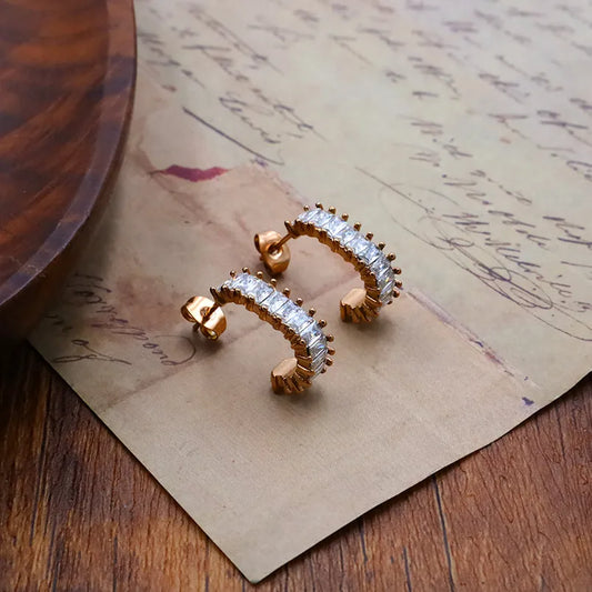 Aretes Circón Rectangular Acero Inoxidable