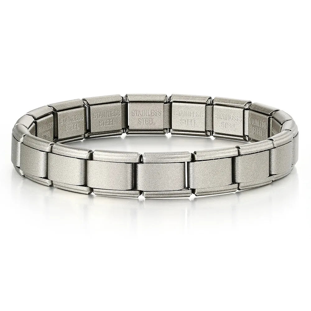 Pulsera Italiana Plateado Mate Acero Inoxidable