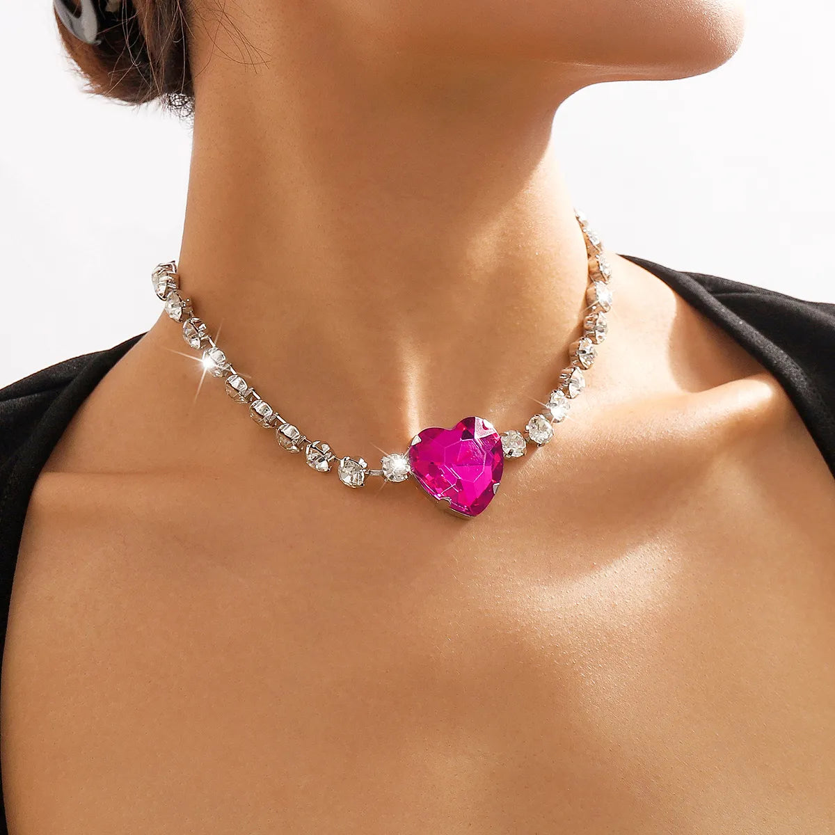 Collar Brillante Forma De Corazón Aleación