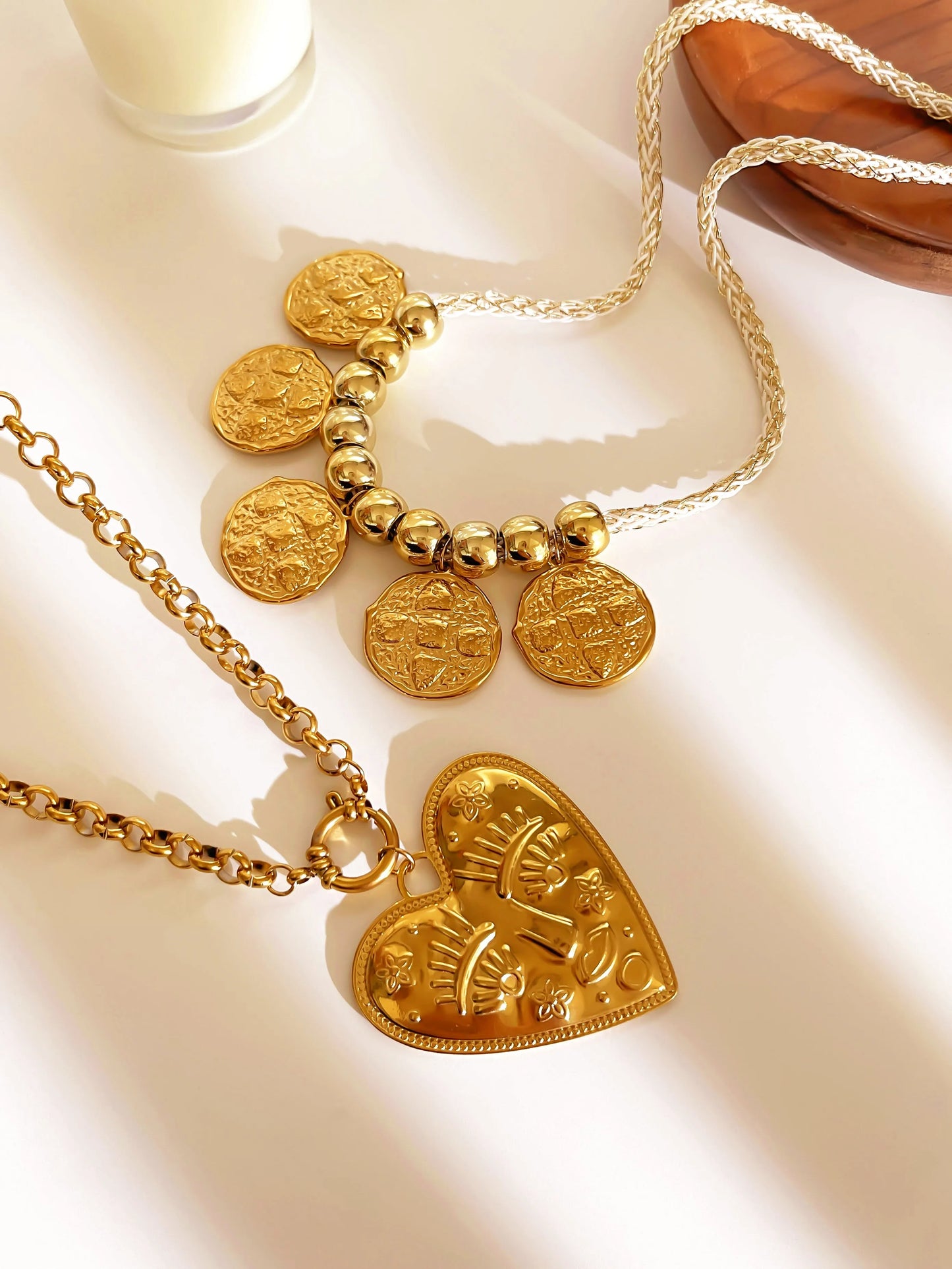 Set Collares Corazón Acero Inoxidable