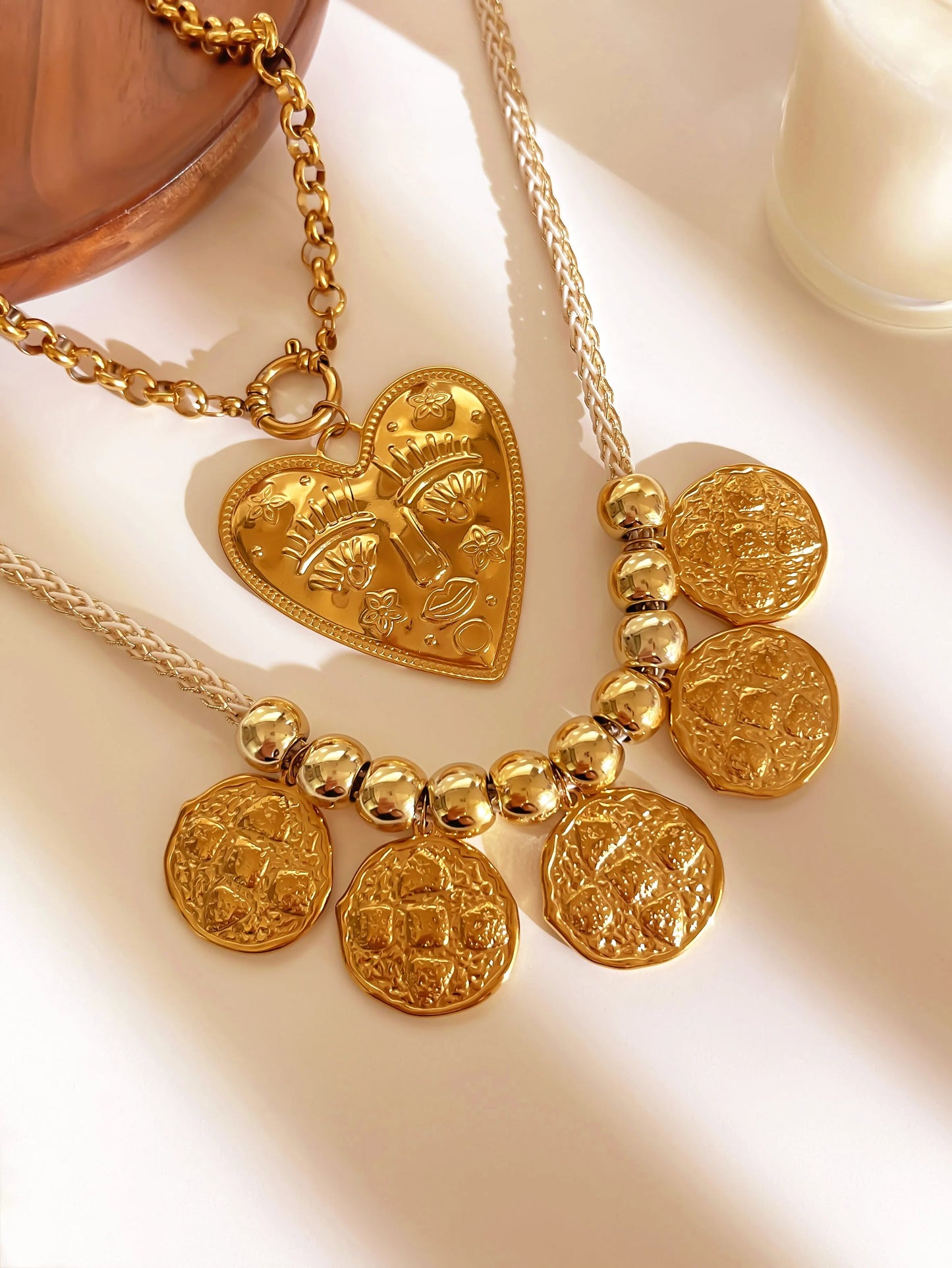 Set Collares Corazón Acero Inoxidable