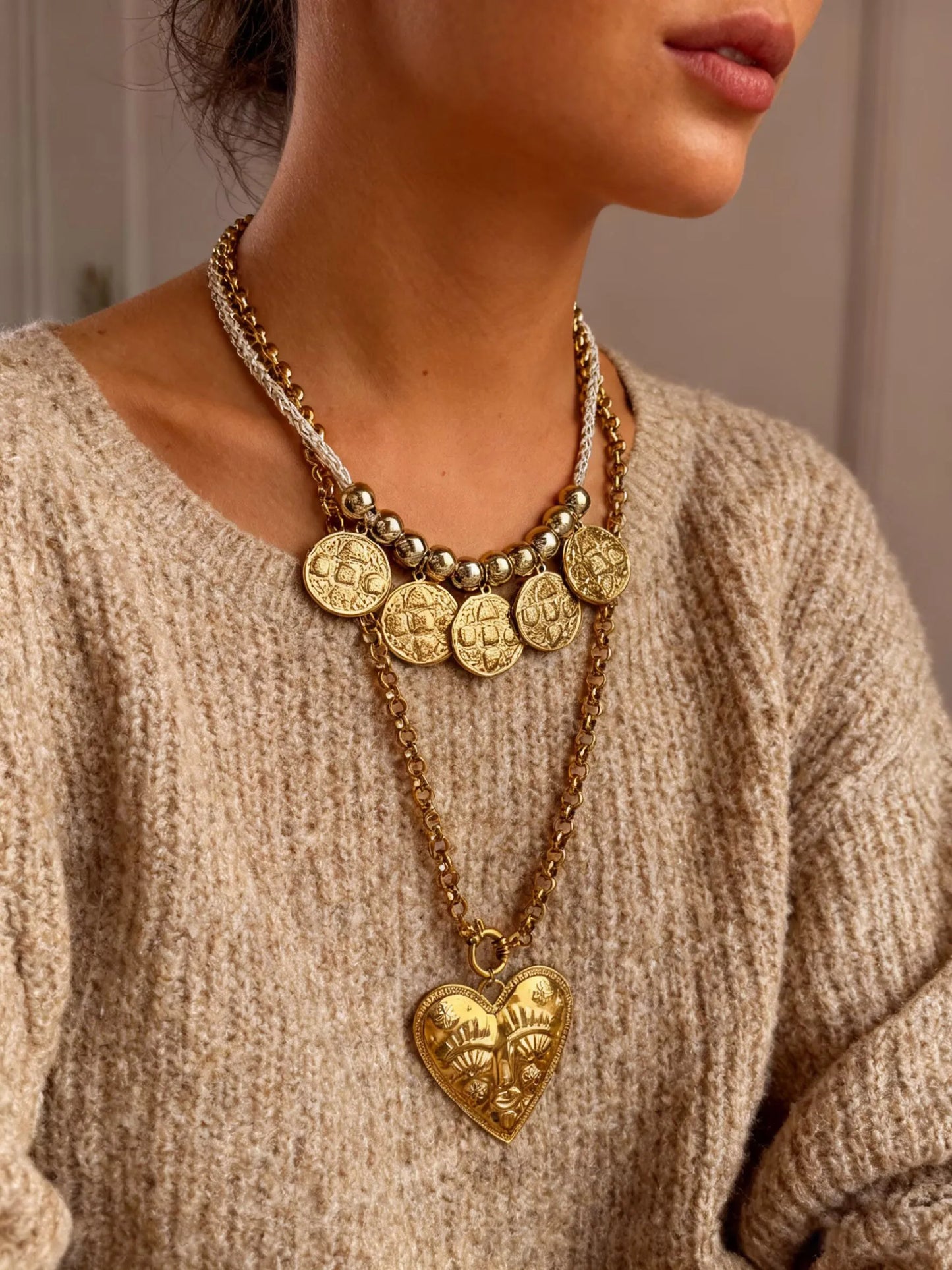 Set Collares Corazón Acero Inoxidable