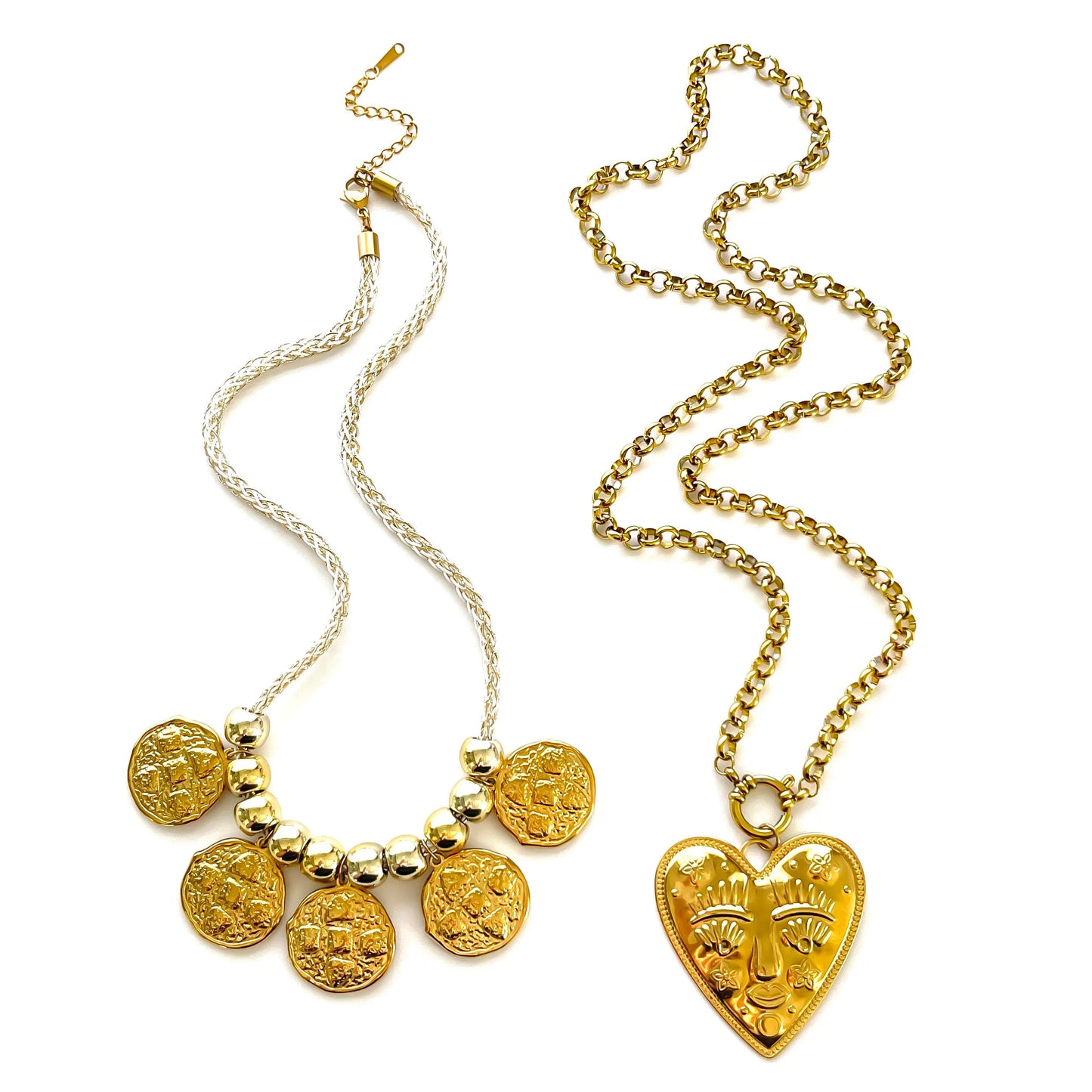 Set Collares Corazón Acero Inoxidable