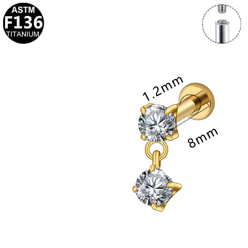 Piercing Oreja Clásico Acero Titanio