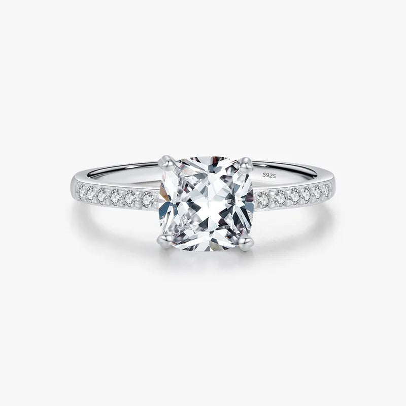 Anillo Circón Cuadrado Plata De Ley 925