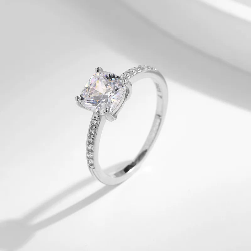 Anillo Circón Cuadrado Plata De Ley 925