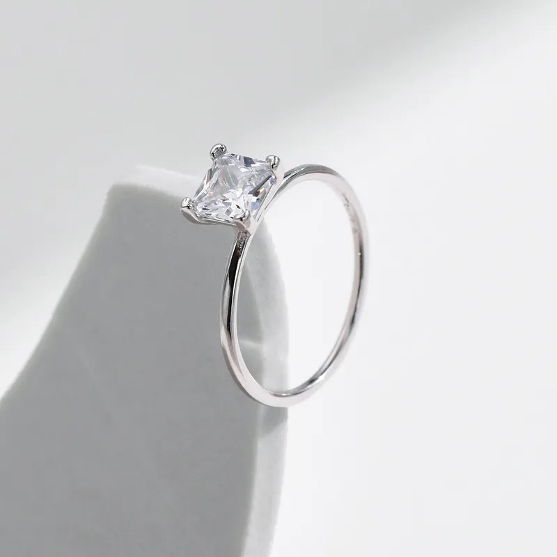 Anillo Circón Cuadrado Plata De Ley 925