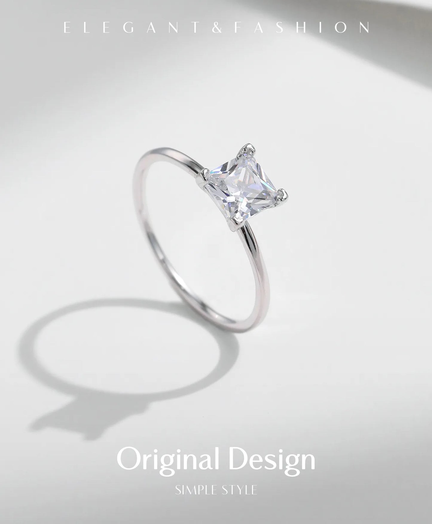 Anillo Circón Cuadrado Plata De Ley 925