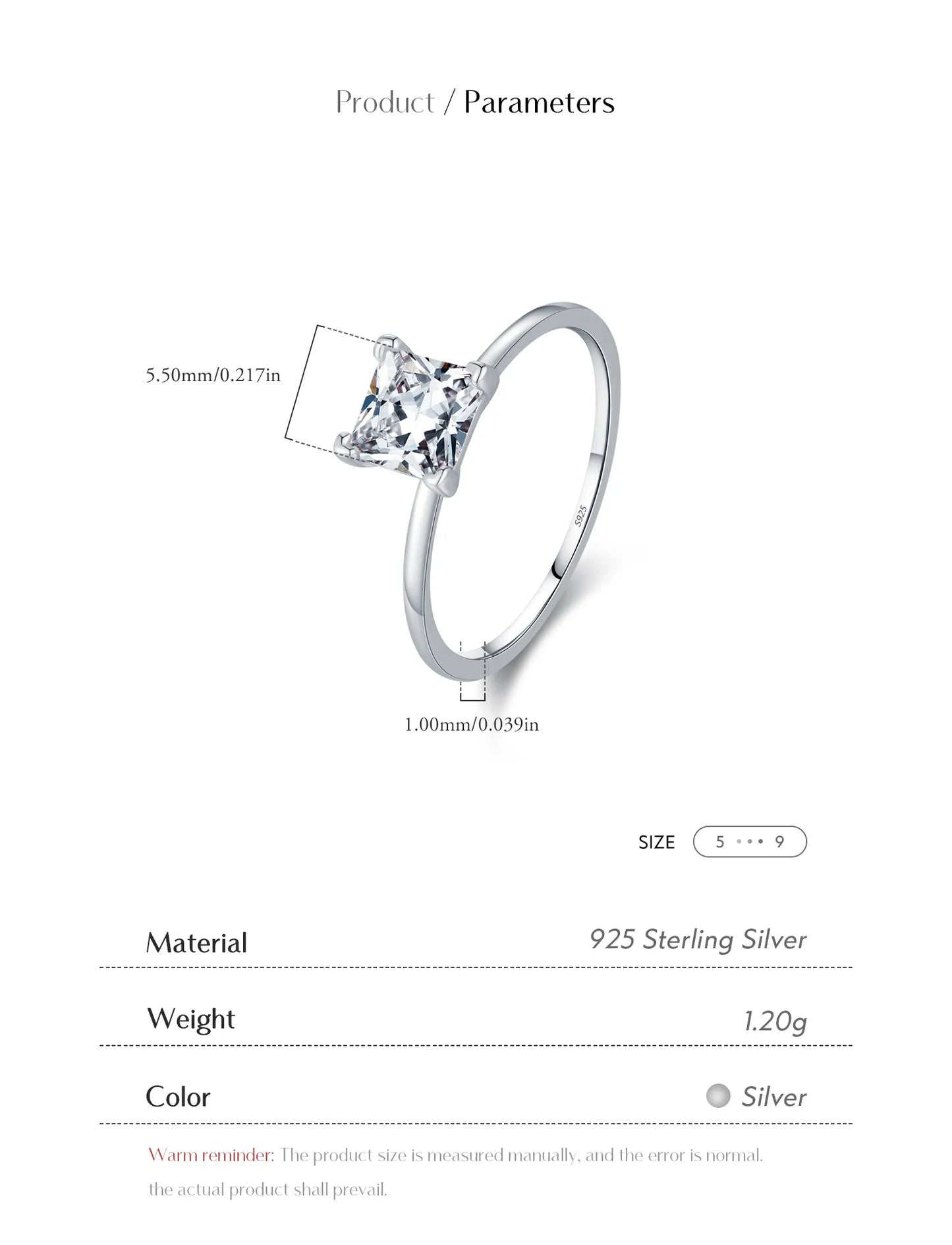 Anillo Circón Cuadrado Plata De Ley 925