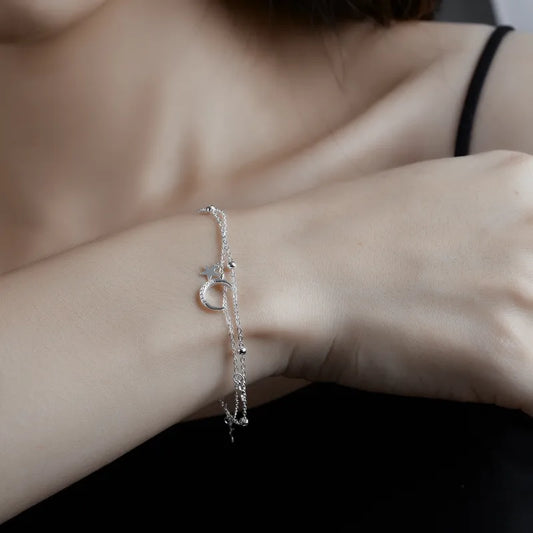 Pulsera Estrella Luna Plata 925