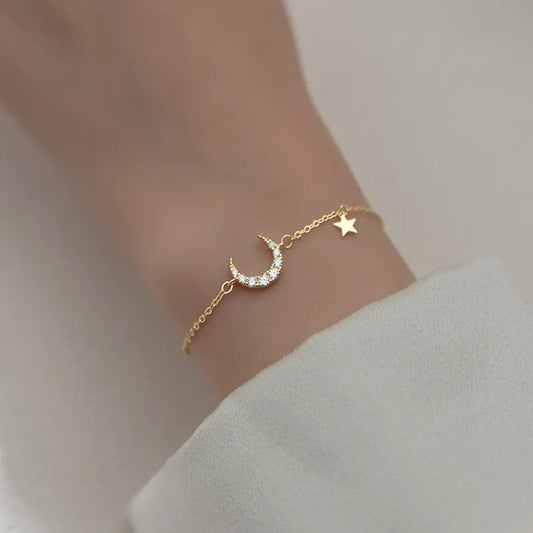 Pulsera Luna Estrella Plata De Ley 925