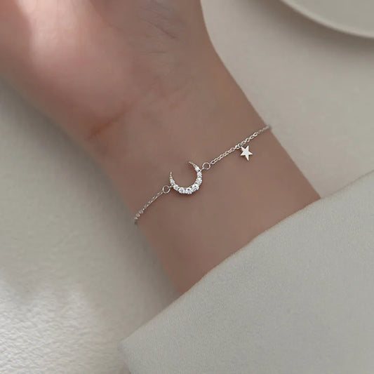Pulsera Luna Estrella Plata De Ley 925
