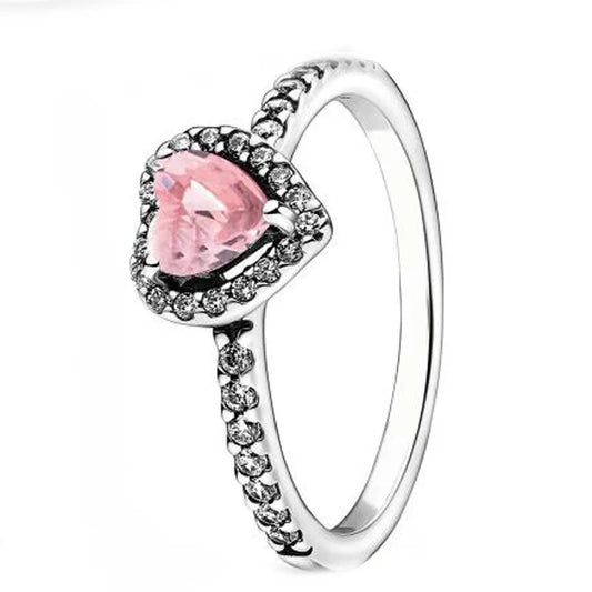 Anillo Corazón Rosa Plata 925