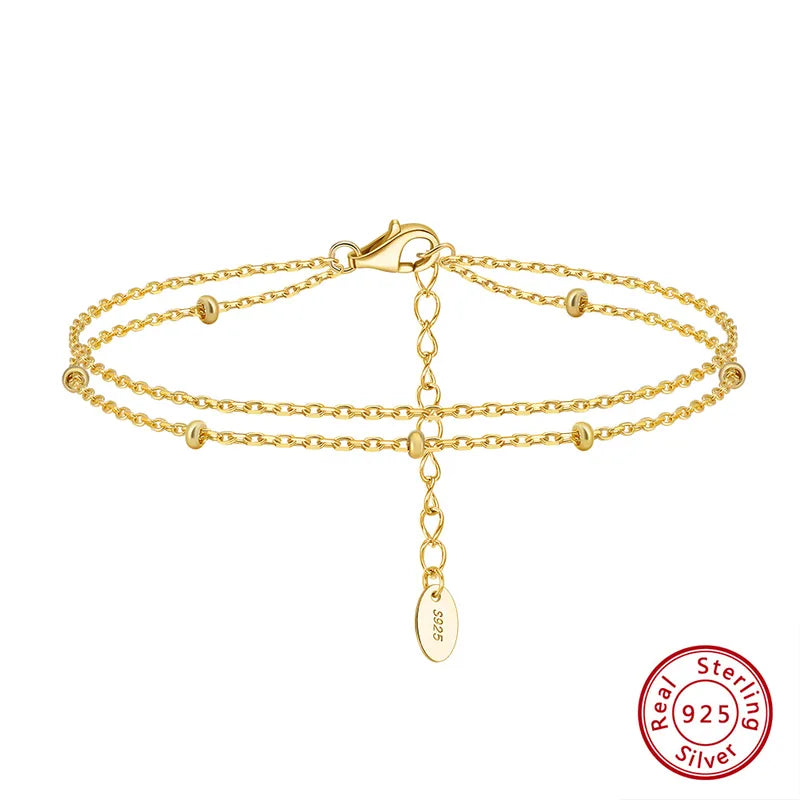 Pulsera Doble Delgada Dorada Plata 925