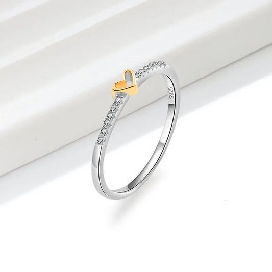 Anillo Corazón Bicolor Plata De Ley 925