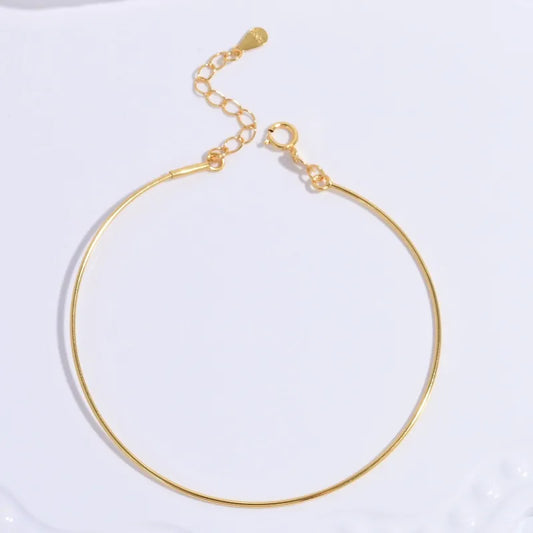 Pulsera Delgada Dorada Plata De Ley 925