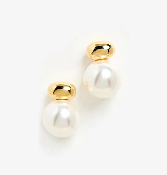 Aretes Perla Acero Inoxidable
