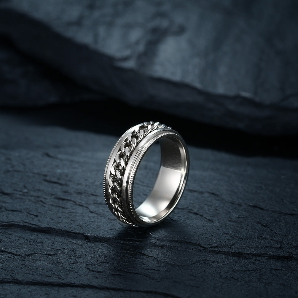 Anillo Cadena Acero Titanio