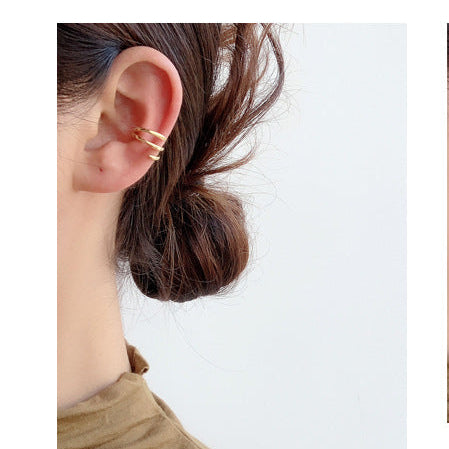 Earcuff Triple Dorado Plata S925