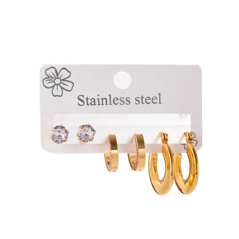 Set Aretes Acero Inoxidable