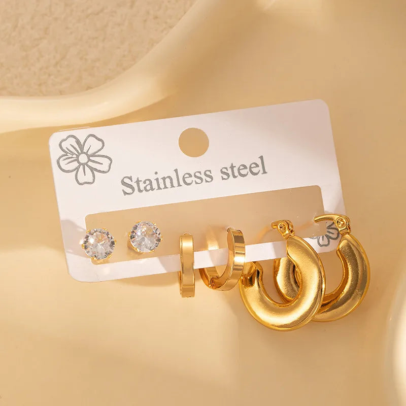 Set Aretes Acero Inoxidable