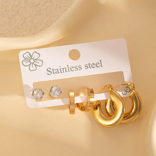Set Aretes Acero Inoxidable