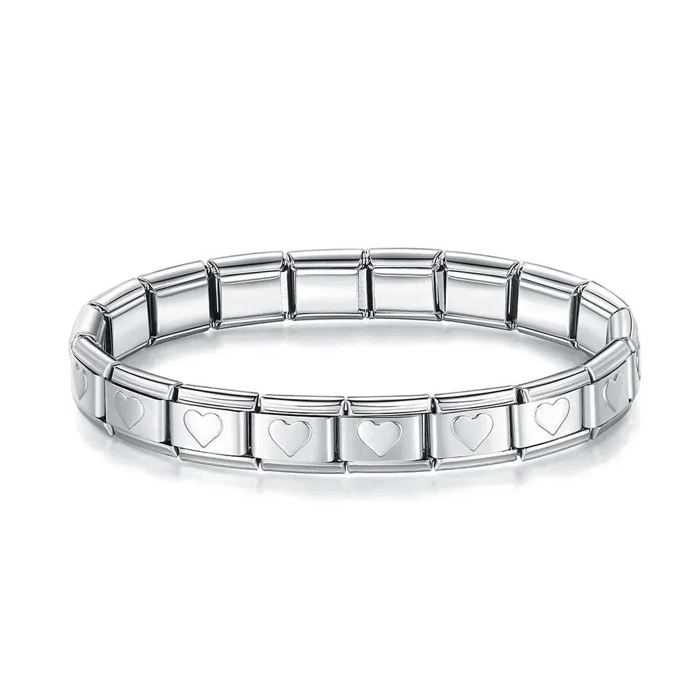 Pulsera Italiana Corazones Acero Inoxidable