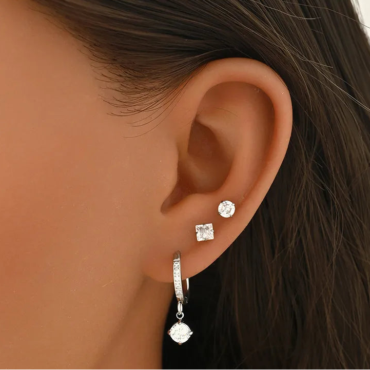 Set Aretes Acero Titanio