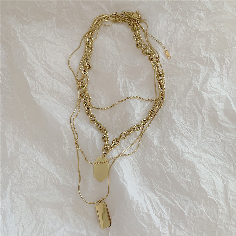 Collar Multiple Acero Titanio Chapados en oro