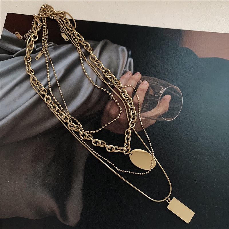 Collar Multiple Acero Titanio Chapados en oro
