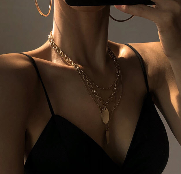 Collar Multiple Acero Titanio Chapados en oro