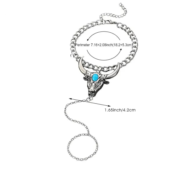 Pulsera Anillo Cabeza Turquesa Aleación