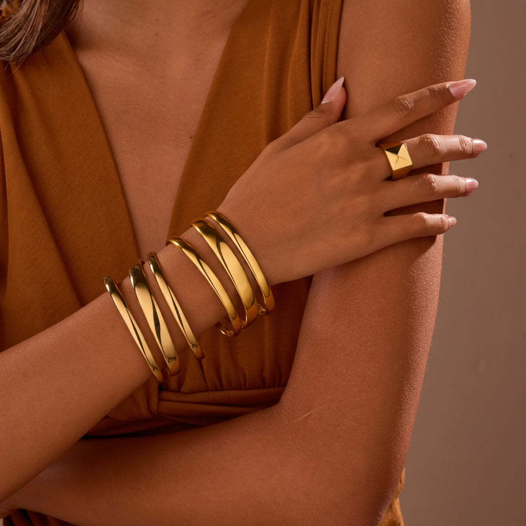 Pulsera Abierta Dorada Acero Inoxidable