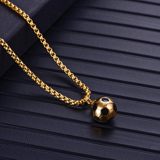 Collar Pelota Fútbol Dorado Acero Titanio