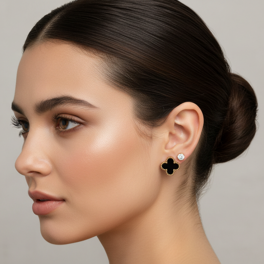 Set Aretes Trébol Acero Inoxidable