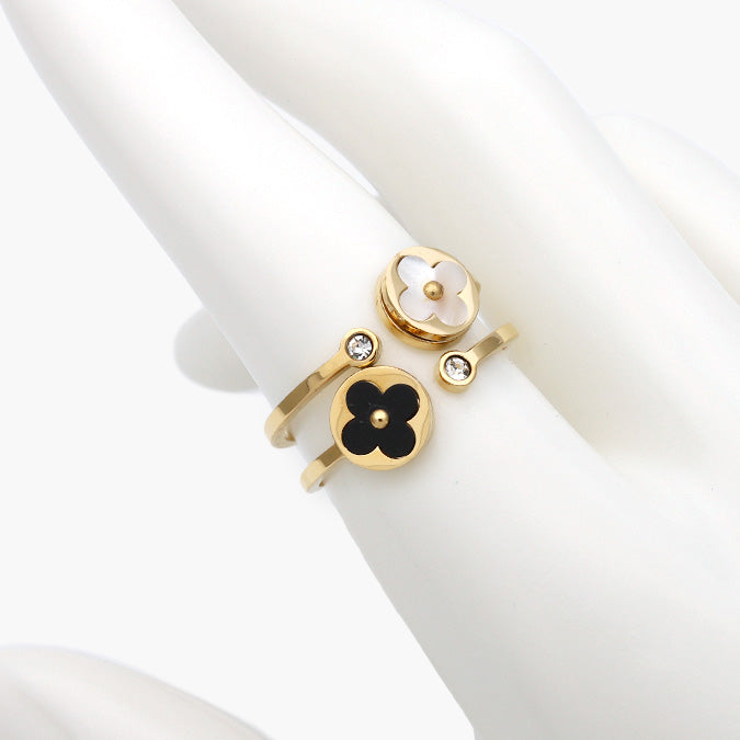 Anillo Doble Trébol Acero Inoxidable