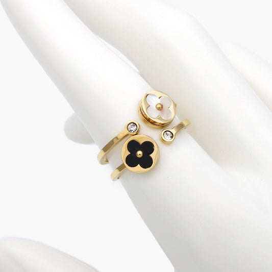 Anillo Doble Trébol Acero Inoxidable