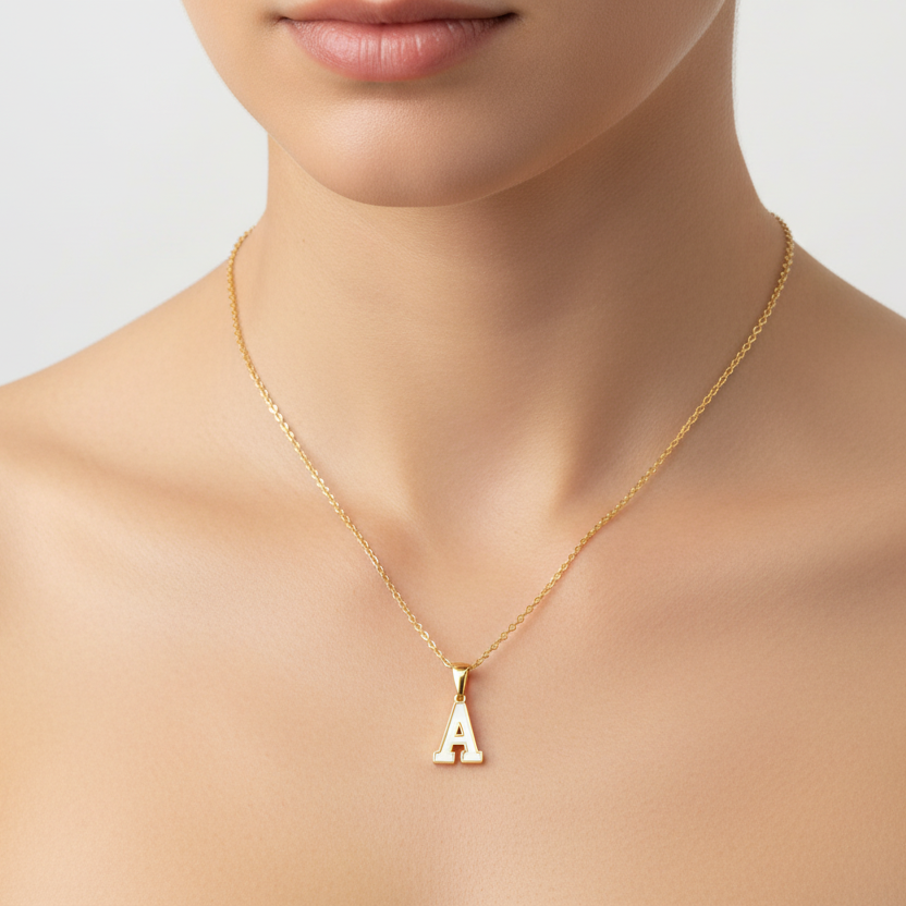 Collar Letra  A Acero Inoxidable