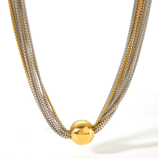 Collar Bola Bicolor Acero Inoxidable