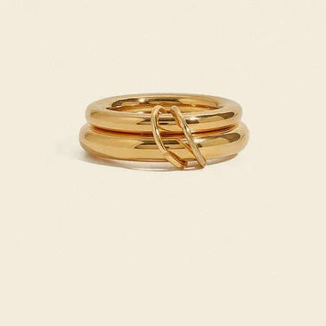 Anillo Doble Dorado Acero Inoxidable