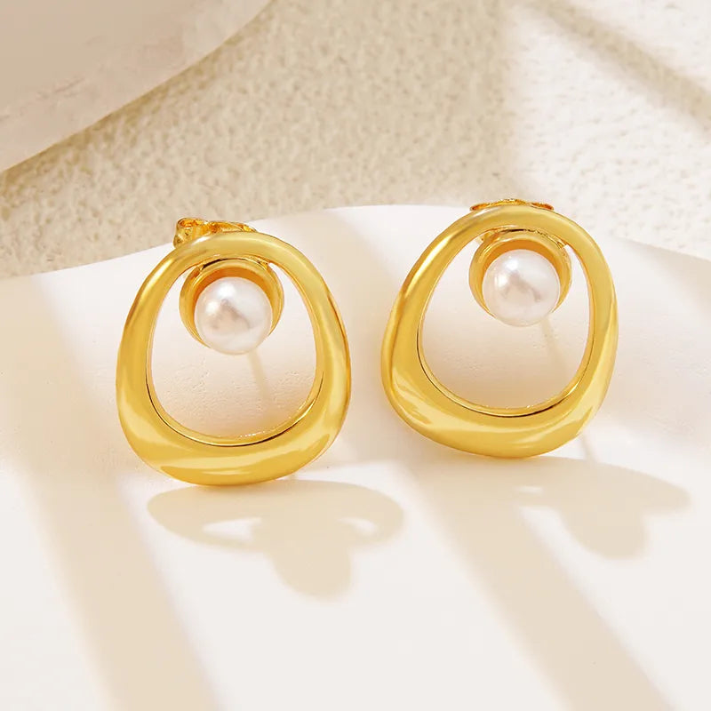 Aretes Perla Acero Inoxidable