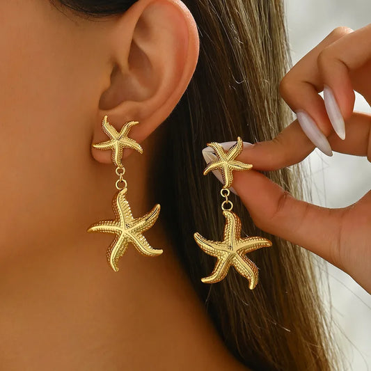 Aretes Estrella de Mar Doble Acero Inoxidable